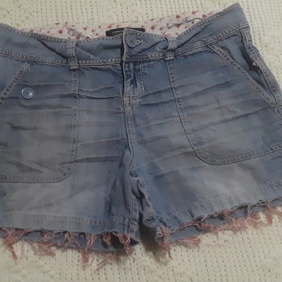 London Jean Denim Jean Shorts Cutoffs W/Pink Thread SZ-10 (T-395) - Picture 4 of 8